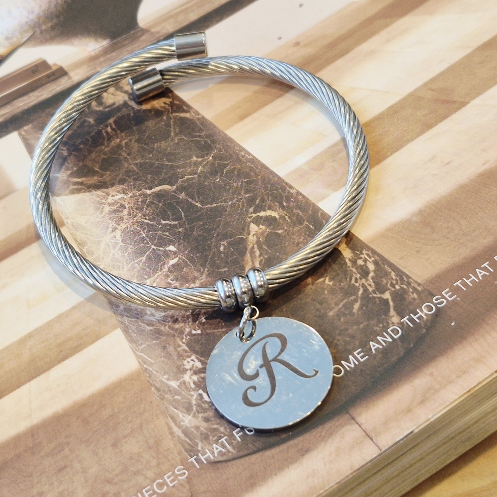 Silver Cable Bracelet with Charm